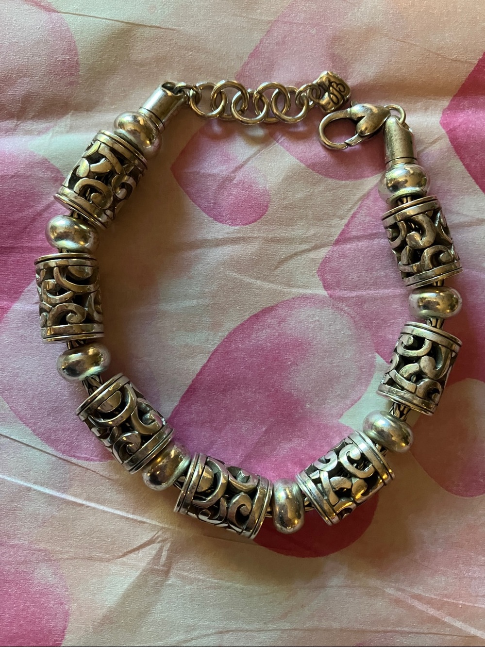 🌸Vintage Brighton Silver Filigree Bead Bracelet